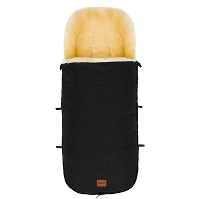 Premium Winter voetenzak kinderwagen en buggy - 100% medisch gelooid Ökotex lamsvel - Geschikt voor Bugaboo & Joolz - Zwart - Fillikid