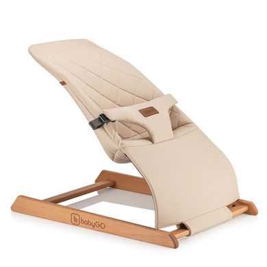 BabyGO Skippy - Wipstoel - Houten Baby Bouncer- Schommelstoel voor baby's - Beige