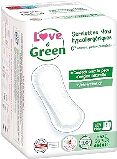 Love & Green Maandverband Maxi Super - 14 stuks