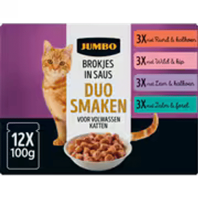 Jumbo Brokjes in Saus Duo Smaken 12 x 100g - natvoer katten