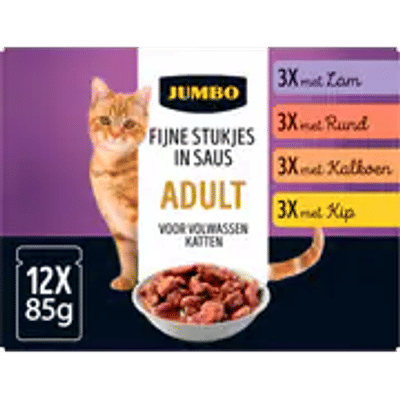 Jumbo Kat Fijne Stukjes in Saus Adult 12 x 85g - natvoer katten