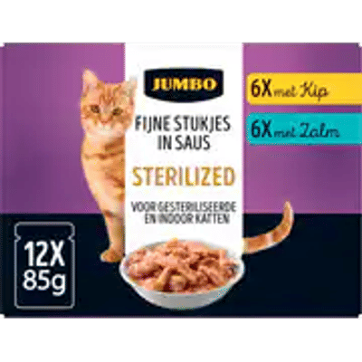 Jumbo Kat Fijne Stukjes in Saus Sterilized 12 x 85g - natvoer katten