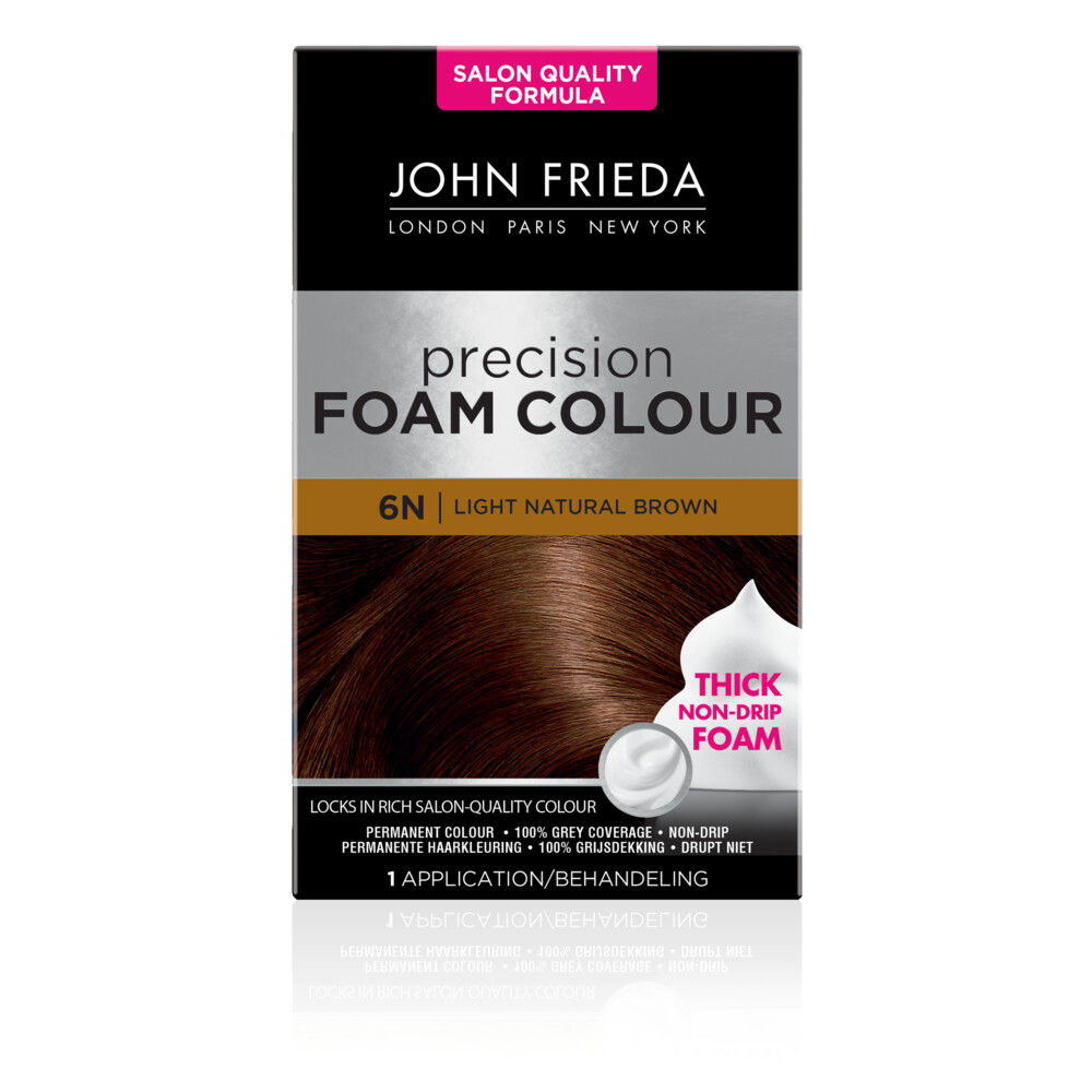 3x John Frieda Precision Foam Colour Haarkleuring 6N Light Natural Brown