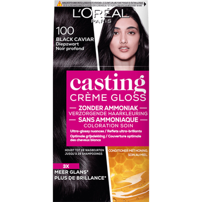 6x L'Oréal Casting Crème Gloss Haarkleuring 100 Black Caviar - Diepzwart