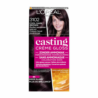 6x L’Oréal Paris Casting Crème Gloss Haarverf 3102 - Cool Dark Brown Semi-Permanente Haarkleuring
