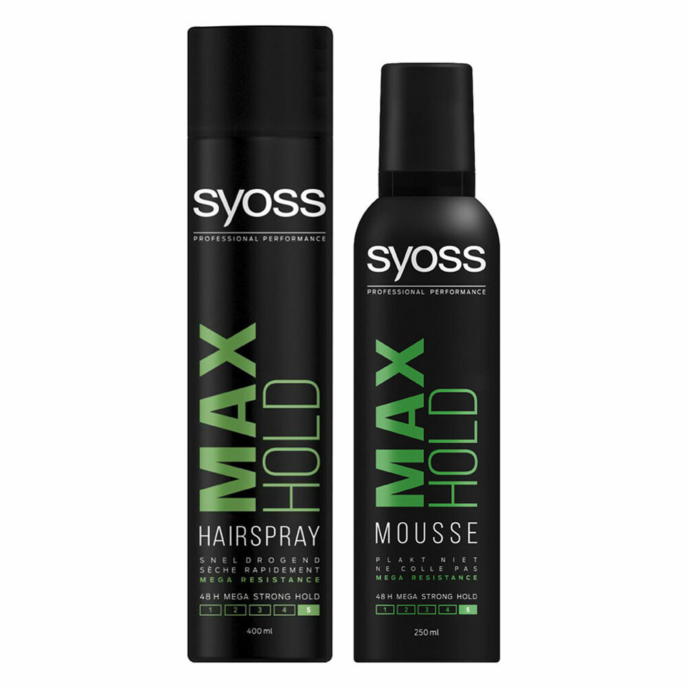 Syoss Max Hold - Haarspray 1x 400 ml&Haarmousse 1x 250 ml - Pakket