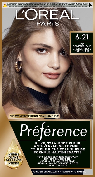 L'Oréal Paris Préférence Classic Zeer Licht Koel Bruin 6.21 - Permanente Haarkleuring