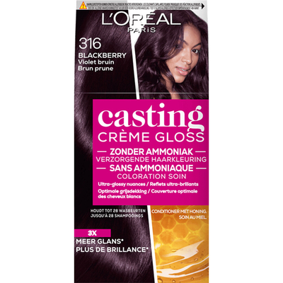 3x L'Oréal Casting Crème Gloss Semi-Permanente Haarkleuring 316 Blackberry - Violet Bruin