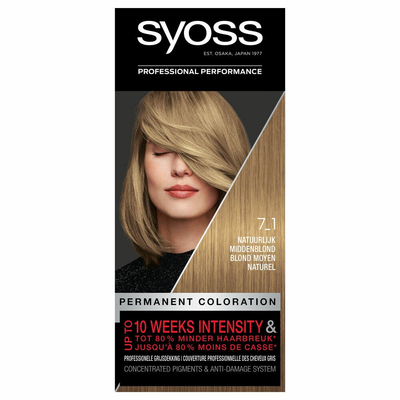 3x Syoss Classic Haarverf 7-1 Natuurlijk Midden Blond