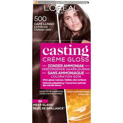 6x L'Oréal Casting Crème Gloss Haarkleuring 500 - Café Lungo - Lichtbruin