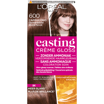 2x L'Oréal Casting Crème Gloss Semi-Permanente Haarkleuring 600 Cappuccino - Donkerblond
