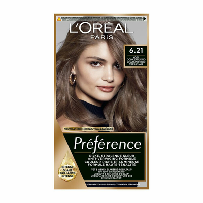 6x L'Oréal Préférence Permanente Haarkleuring 6.21 Zeer licht koel bruin