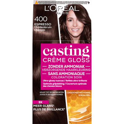 6x L'Oréal Casting Crème Gloss Semi-Permanente Haarkleuring 400 Espresso - Middenbruin