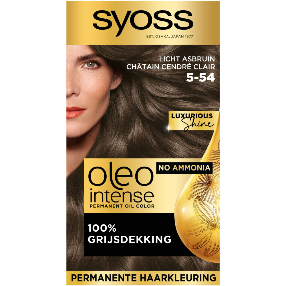 Syoss Oleo Intense - 5-54 Licht Asbruin - Permanente Haarverf - Haarkleuring - 1 stuk