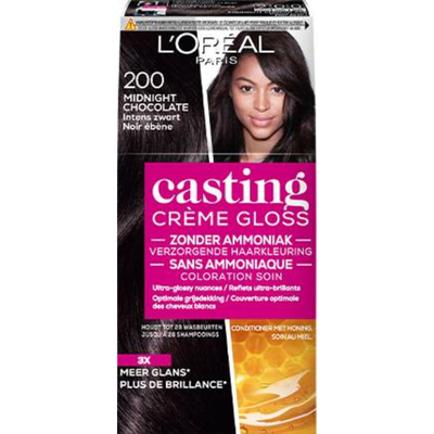 3x L'Oréal Casting Crème Gloss Semi-Permanente Haarkleuring 200 Midnight Chocolate - Intens Zwart