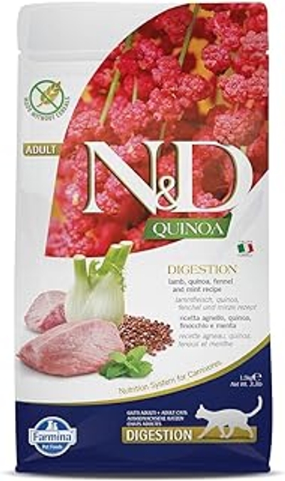 N&D QUINOA CAT DIGESTION, LAMB & FENNEL ADULT 1,5 KG - kattenbrokken