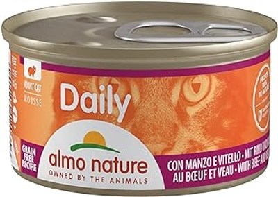 Almo Nature almo nature Daily - Complete voeding voor volwassen katten - rund en kalf. 24 blikjes à 85 g. - natvoer katten