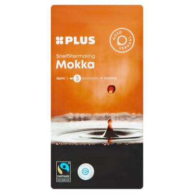 Plus koffie snelfilter mokka fairtrade pak 250 g