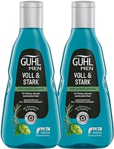 Guhl Mannen Voordeelverpakking vol & Sterk - Inhoud: 2x 250 ml shampoo - Haartype: dun, fijn, dunner wordend - Met hop en cafeïne