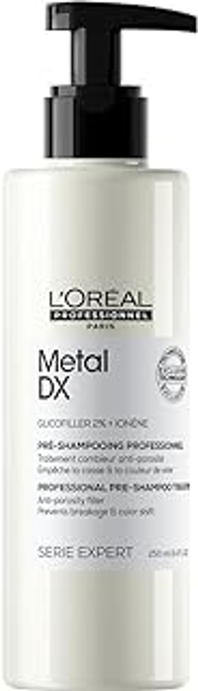 L'Oréal Professionnel Pre-shampoo voor alle haartypes, tegen haarbreuk, voor sterker, glanzender, minder poreus haar en langdurige kleuren, serie Expert, Metal DX High Pre-shampoo, 250 ml