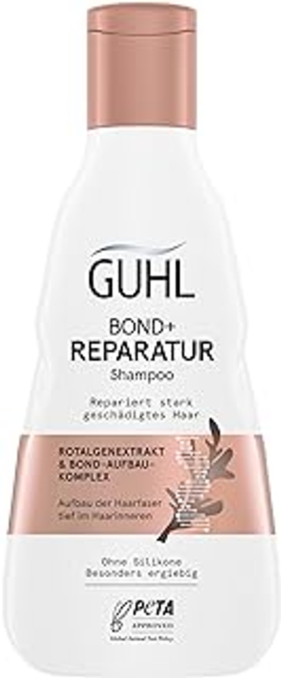 Guhl BOND+ reparatieshampoo - inhoud: 250 ml - herstelt sterk beschadigd haar - opbouw van de haarvezel diep in het haar - zonder siliconen - bijzonder zuinig