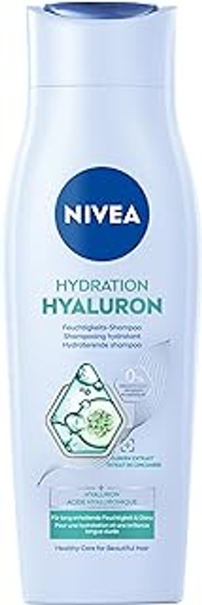 NIVEA Hydration Hyaluron vochtshampoo, haarverzorging voor droog haar met hyaluronzuur, veganistische haarshampoo zonder siliconen voor natuurlijke glans 250 ml