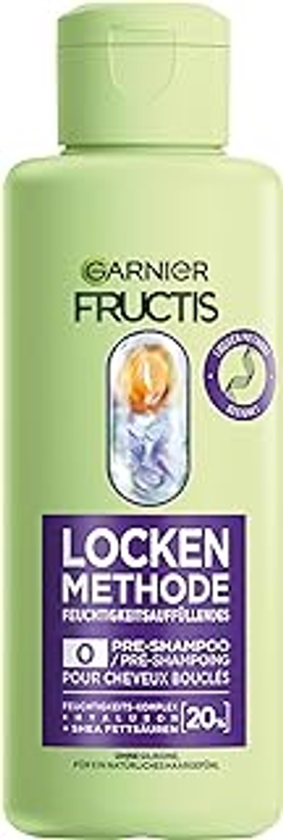 Garnier Vochtopvullende pre-shampoo voor alle soorten krullen, gerepareerd en gerevitaliseerd, met hyaluron en shea-vetzuren, veganistisch, zonder siliconen, fructis-krulmethode, 1 x 200 ml