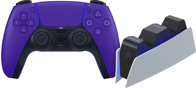 Sony PlayStation5 DualSense draadloze controller Galactic Purple + BlueBuilt oplaadstation