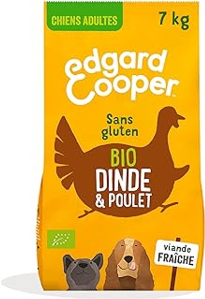 Edgard & Cooper Droogvoer voor volwassen honden, biologisch, glutenvrij, natuurlijk voer, 7 kg, verse biologische kalkoen en kip, gezonde voeding, smakelijke en evenwichtige eiwitten - hondenbrokken