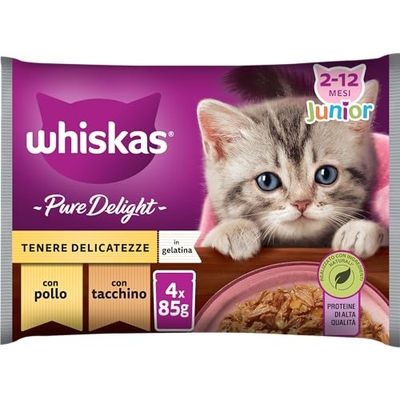 Whiskas Pure Delight natvoer voor katten, jongens, vogelkeuze in gelei, zakje van 13 x 4 x 85 g - natvoer katten