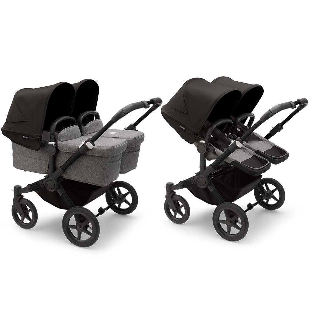 Bugaboo Donkey5 Twin Kinderwagen - Black/Grey Melange - Midnight Black