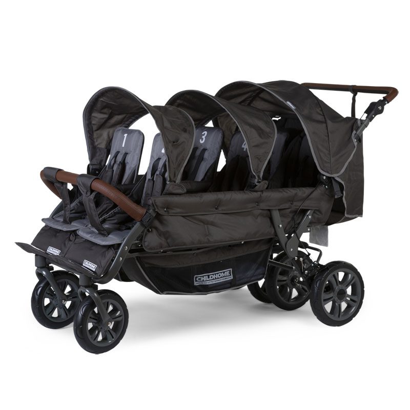 Childhome Kinderwagen Sixseater Autobrake Meerlingwagen Antraciet