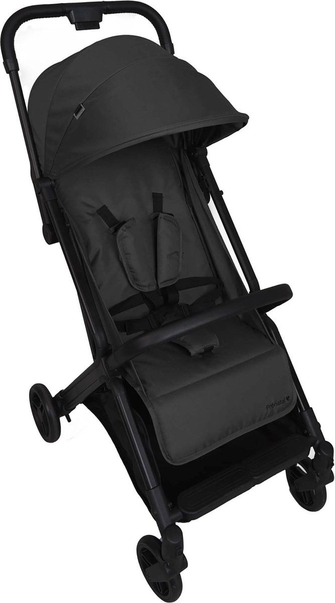 Prénatal Compact Buggy - Traploos verstelbare rugleuning - Extra grote verlengbare zonnekap - Inklapbaar - Zwart