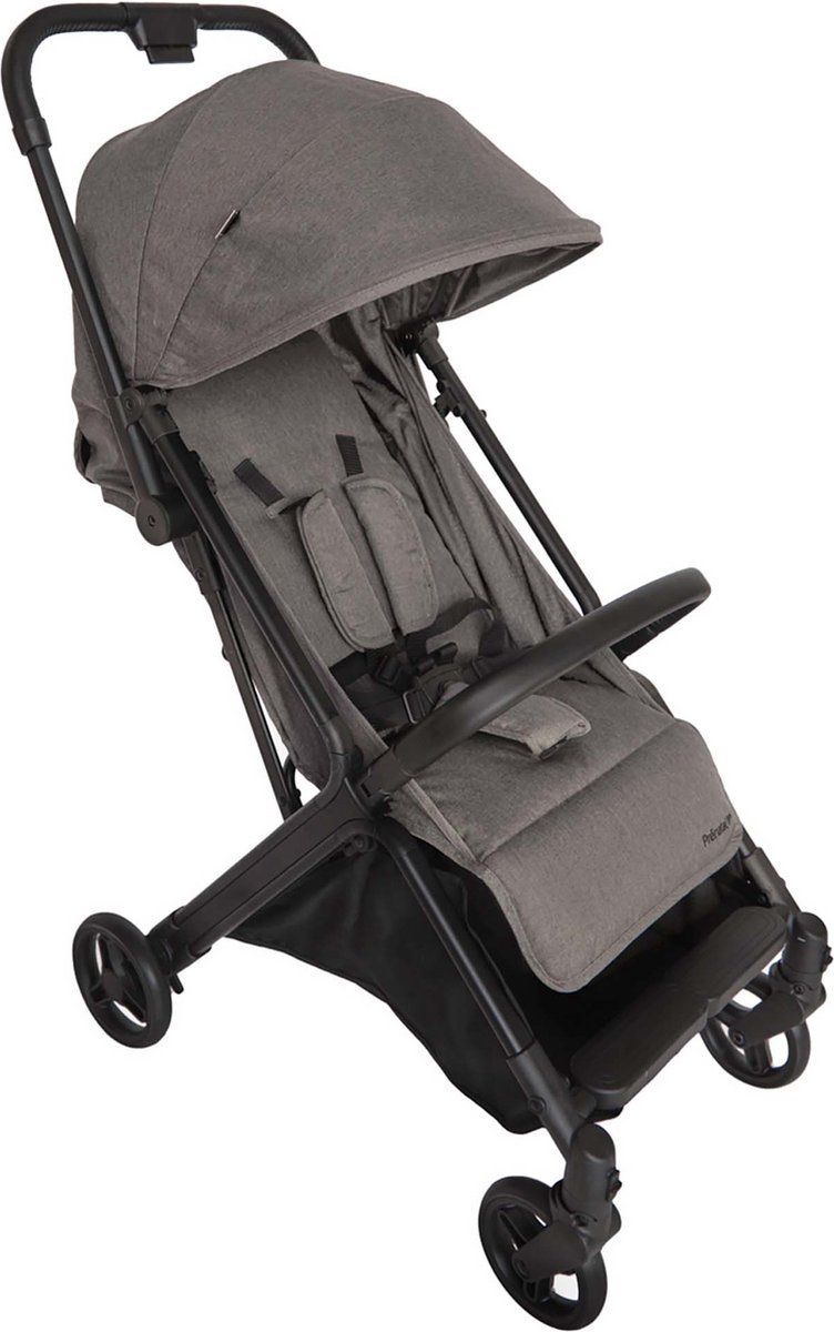 Prénatal Compact buggy - Traploos verstelbare rugleuning - Extra grote verlengbare zonnekap - Taupebrown