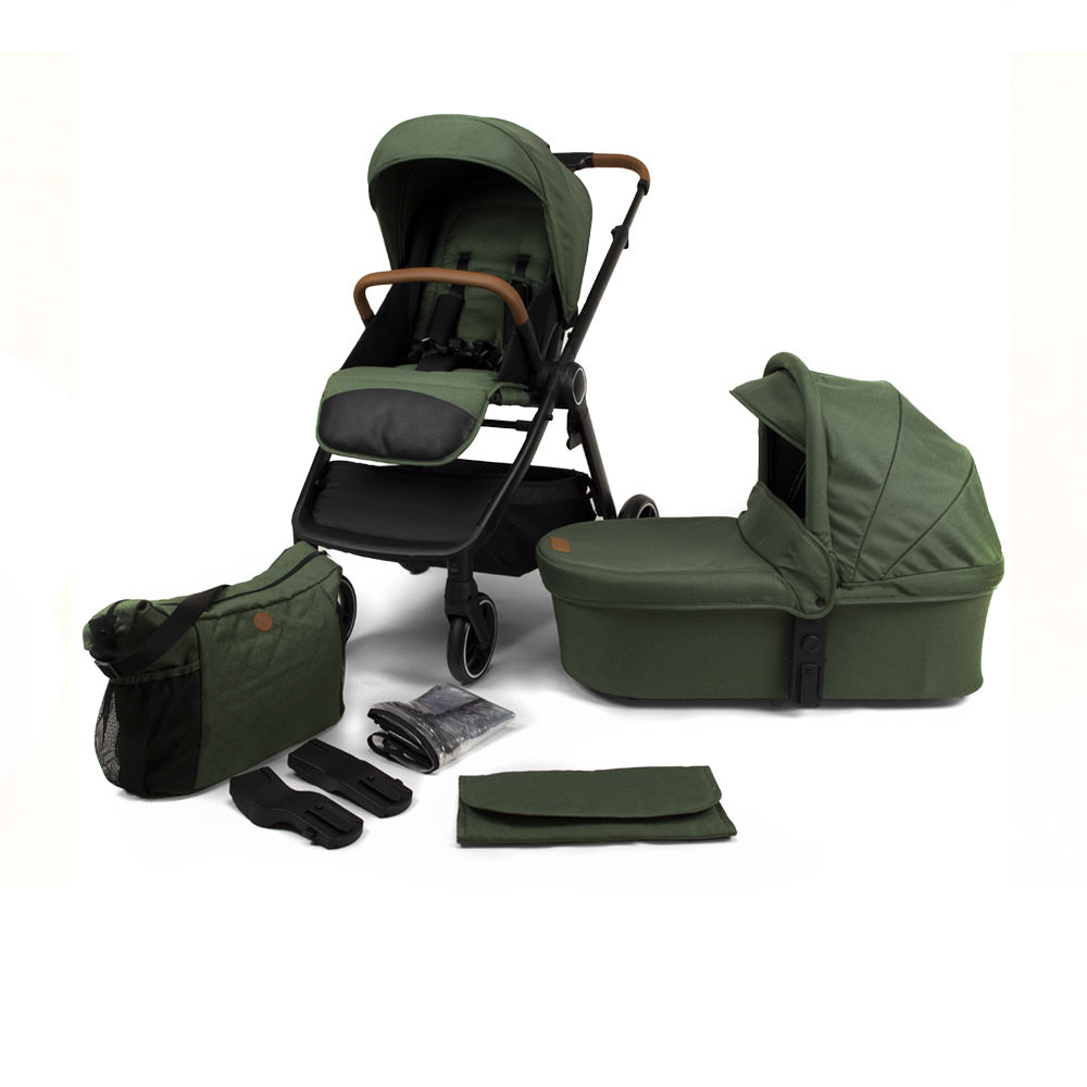 Novi Baby® Neo Kinderwagen - Groen/Cognac Grip - Inclusief bijpassende luiertas - Inclusief adapterset voor de Maxi-Cosi