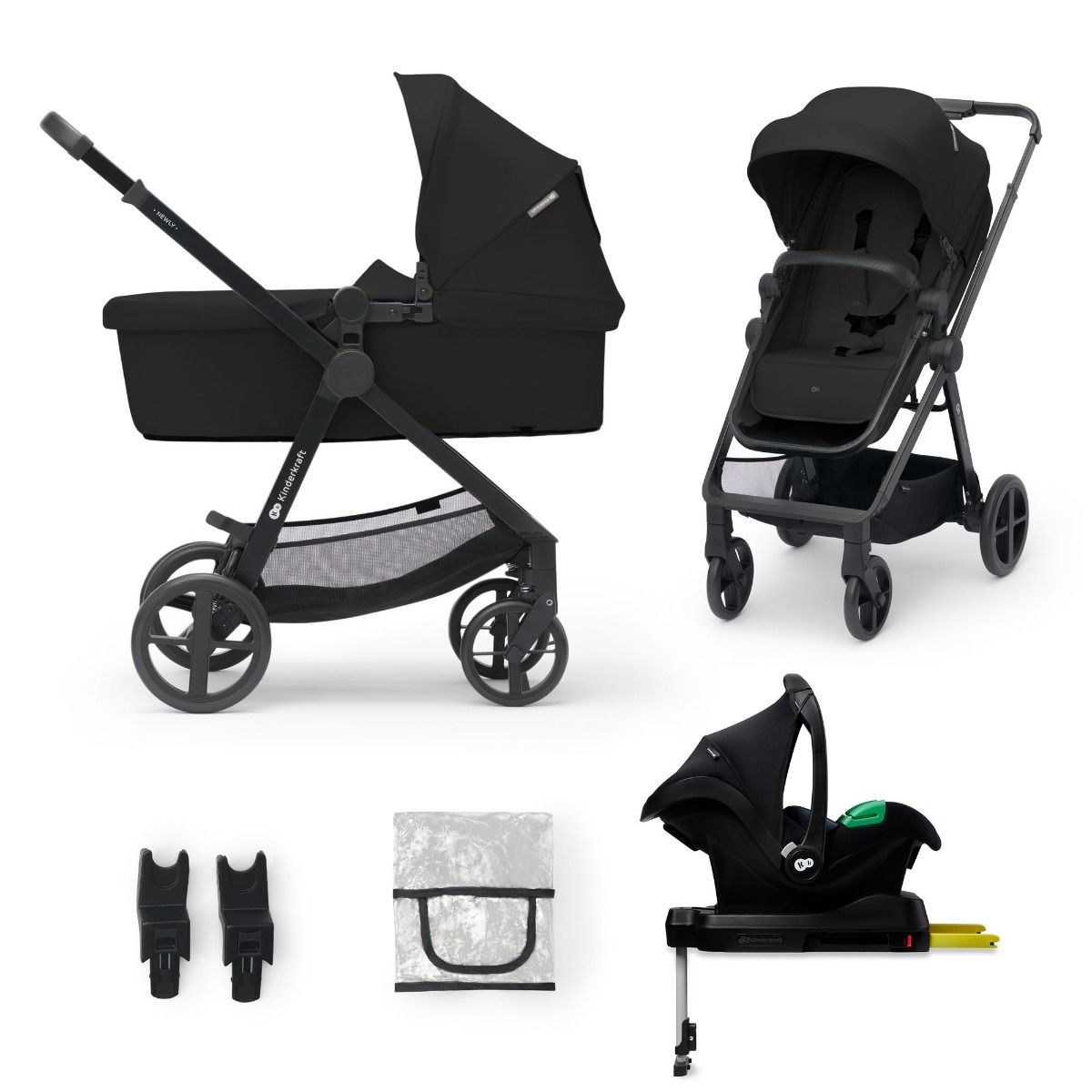 Kinderwagen Kinderkraft Newly 4-in-1 Pro Classic Black met Autostoel en Base