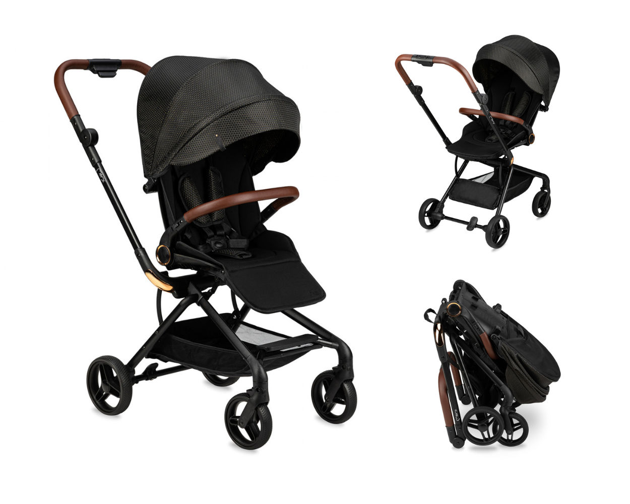 MoMi Wandelwagen - Comfortabele Buggy - Adelle met omkeerbaar zitje & XL Zonnekap - Black-Red (geschikt van 6mnd - 22kg)