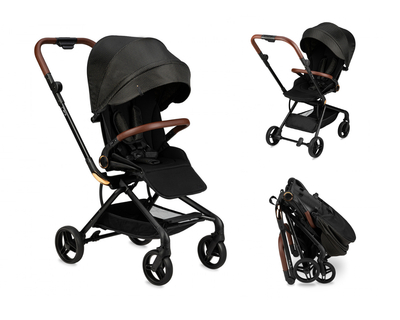 MoMi Wandelwagen - Comfortabele Buggy - Adelle met omkeerbaar zitje & XL Zonnekap - Black-Red (geschikt van 6mnd - 22kg)