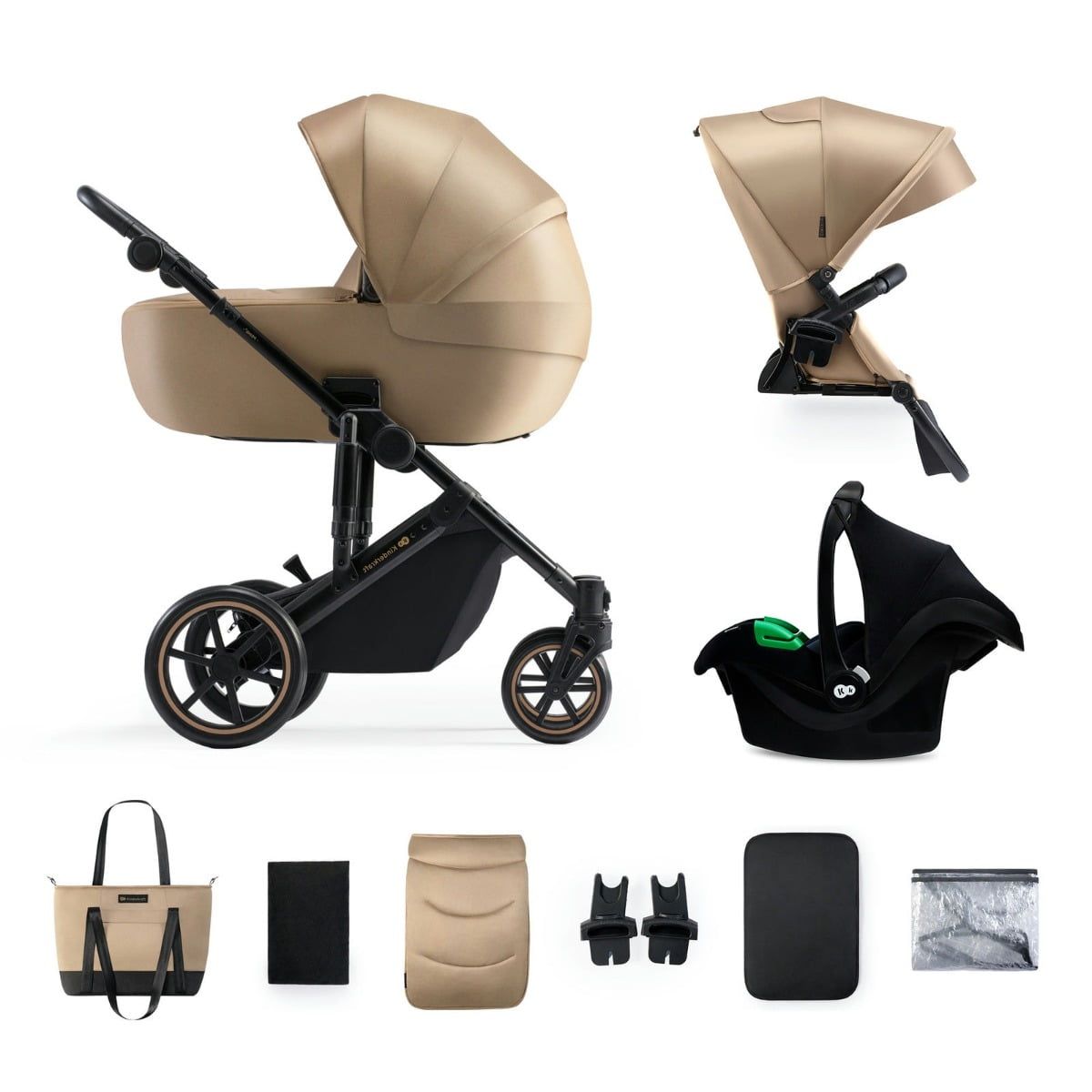 Kinderwagen Kinderkraft Prime2 PRO 3-in-1 Sandrose Beige Incl. Autostoel & Luiertas