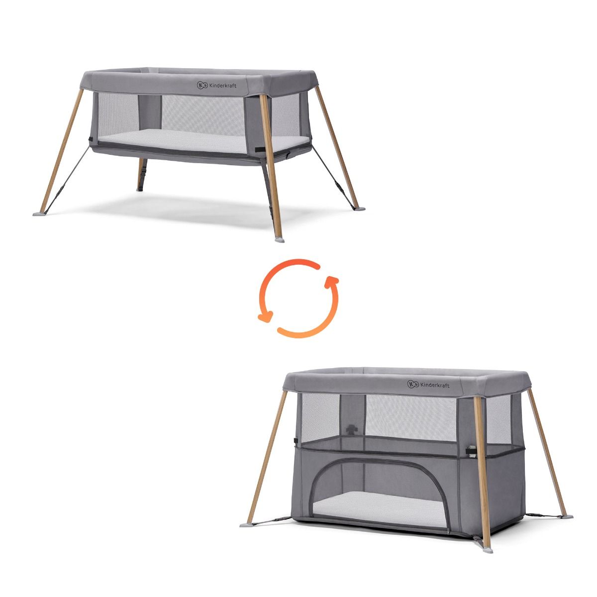 Campingbed/Wieg Kinderkraft Movi Grey Wood