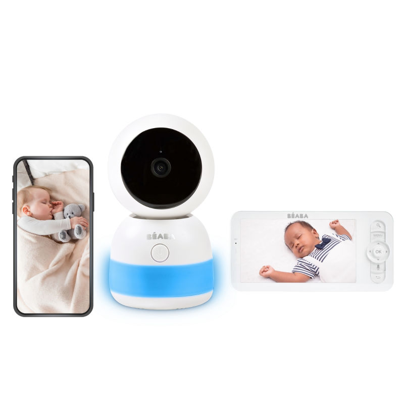 Béaba Zen Night Light Babyfoon met camera en app - Baby Monitor - Baby camera met Nachtlampje - 360° Camera - Wit