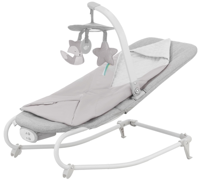 Kinderkraft FELIO 2 - Wipstoel en Ligstoel voor Baby's - 2-in-1 Schommelstoel met Muziek en Trillingen - Inclusief Verwijderbare Boog met Speelgoed, Slaapzak en Muggennet - Geschikt vanaf Geboorte tot 9 kg - Compact en Lichtgewicht - Grijs
