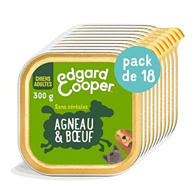 Edgard & Cooper Hondenvoer (lam en rundvlees) zonder granen, 18 x 300 gram - natvoer honden