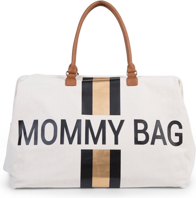 Childhome Mommy Bag ® - Verzorgingstas - Ecru - Strepen zwart/goud