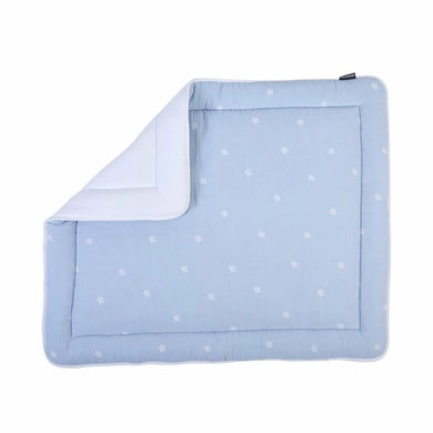 CHILDHOME Boxkleed mousseline bloem 75 x 95 cm blauw wit