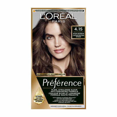 3x L'Oréal Préférence Permanente Haarkleuring 4.15 Diep Kastanjebruin