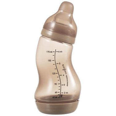 Difrax Baby S-fles 170 ml Natural - Lichtbruin - 1 Stuk, Baby fles met Anti-Colic, S-Vorm zorgt voor constante stroom