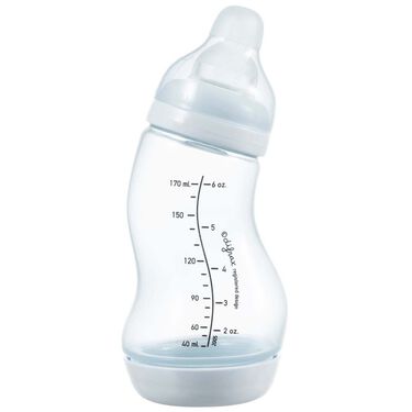 Difrax Baby S-fles 170 ml Natural - Lichtblauw - 1 Stuk, Baby fles met Anti-Colic, S-Vorm zorgt voor constante stroom