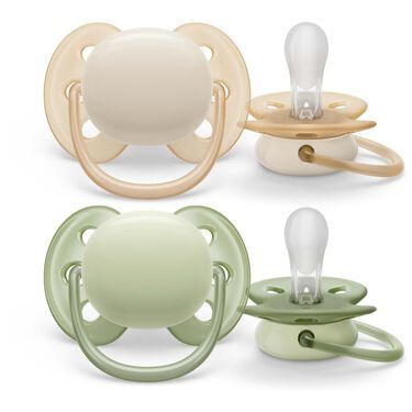 Philips Avent Ultra Soft Fopspeen - 0-6 Mnd - Beige/Groen - 2 Stuks