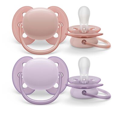 Philips Avent Ultra Soft Fopspeen - 0-6 Mnd - Roze/Paars - 2 Stuks